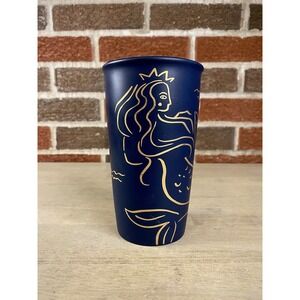 Starbucks Siren Mermaid Ceramic Tumbler Lid Blue Gold 12 oz Anniversary 2017